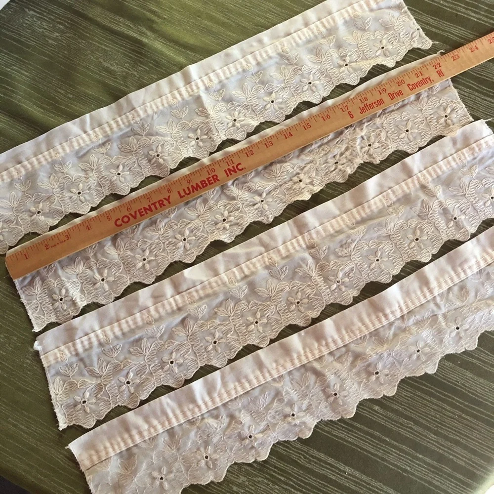 4 ivory cutout embroidered curtain tie backs
